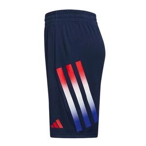 NWT adidas Little Boys Elastic Waistband Gradient Bold 3-Stripe Shorts Blue 4